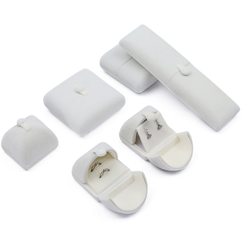 elegant double door jewelry box hign end white velvet jewellery box with logo