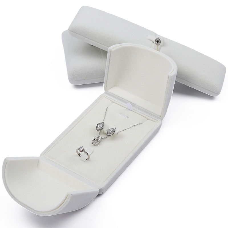 elegant double door jewelry box hign end white velvet jewellery box with logo