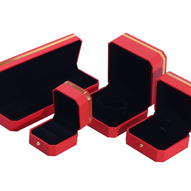 Eye-Catching Red Octagonal PU Leather Luxury Packaging Box with Gold Trim