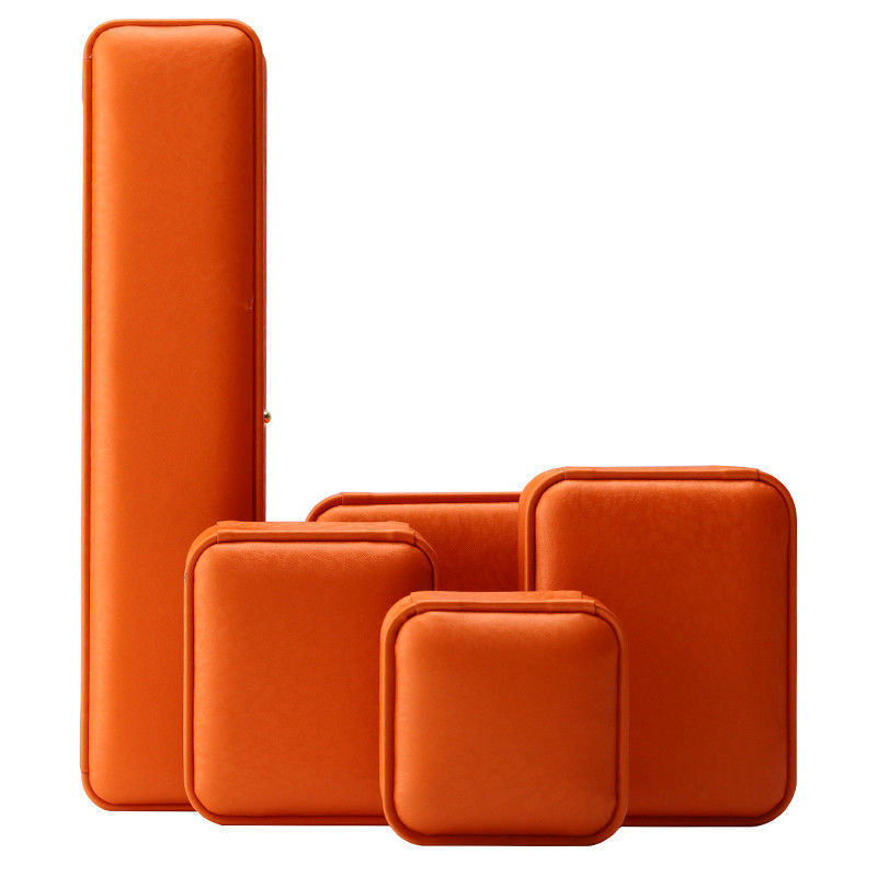 Orange Snow Grain Noble PU Leather Jewelry Box for Luxury Storage Packaging