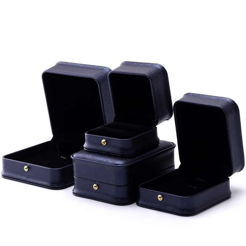Dark Purple Round-Corner PU Leather Jewelry Box Packaging for Luxury Storage