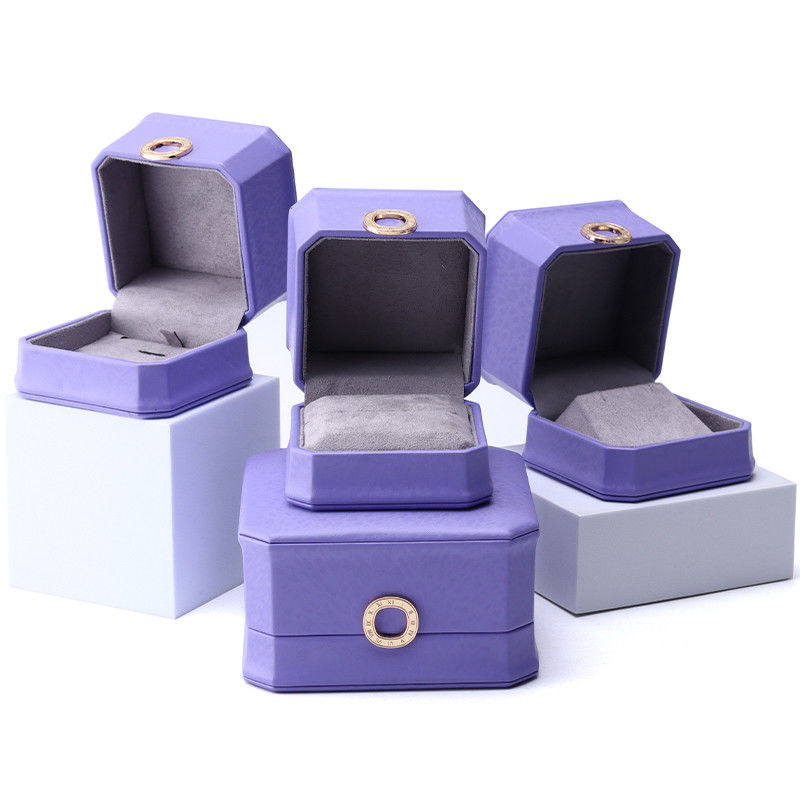 Captivating Purple Octagonal PU Leather Jewelry Box for Ring Ear Studs Pendant