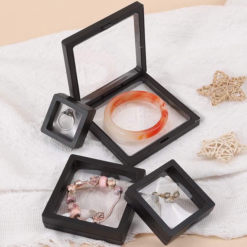 Black Luxury Jewelry Display Cases Plastic Protective Box With PE Film For Jewelry