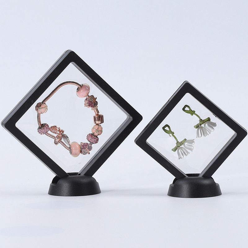 Black Luxury Jewelry Display Cases Plastic Protective Box With PE Film For Jewelry