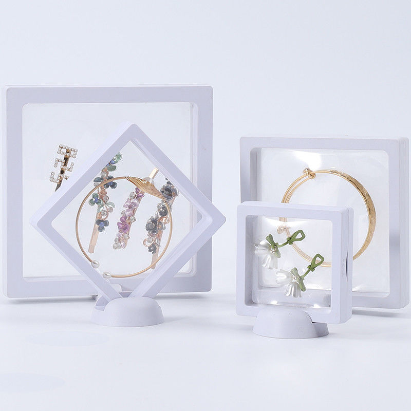 Plain White PE Membrane Suspension Box Plastic Floating Jewelry Case Transparent