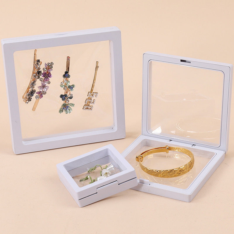 Plain White PE Membrane Suspension Box Plastic Floating Jewelry Case Transparent