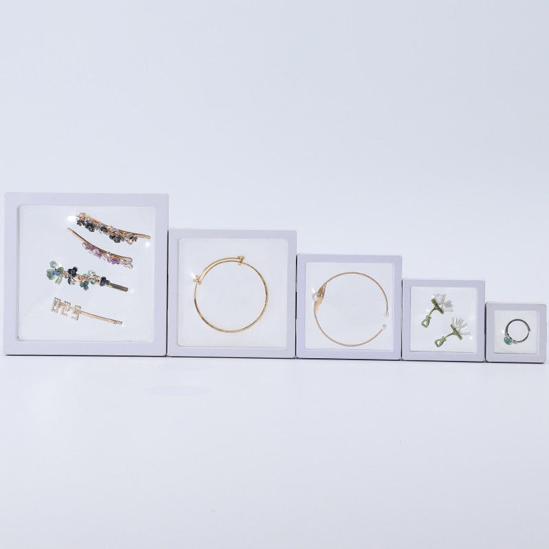 Plain White PE Membrane Suspension Box Plastic Floating Jewelry Case Transparent