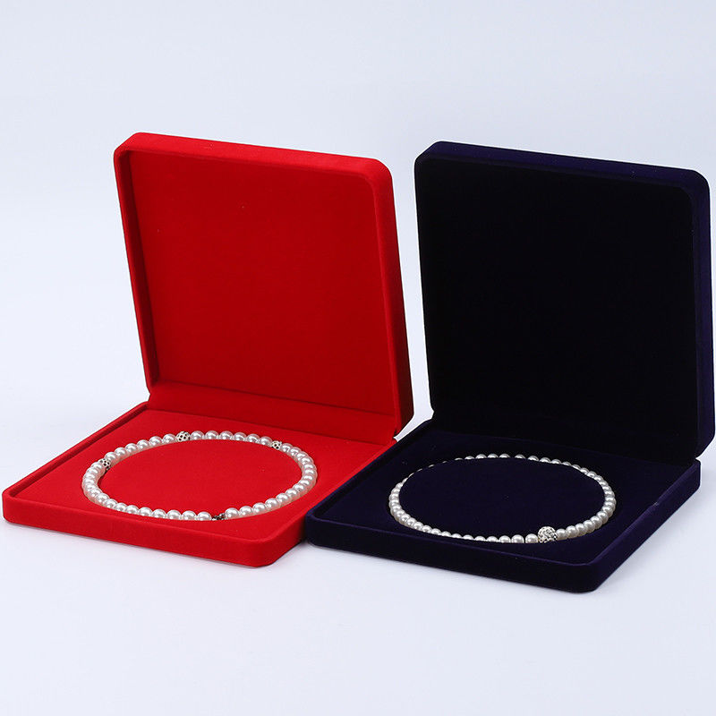 Custom Shape Sleek Soft Velvet Jewelry Box , Pearl Necklace Storage Jewelry Set Box
