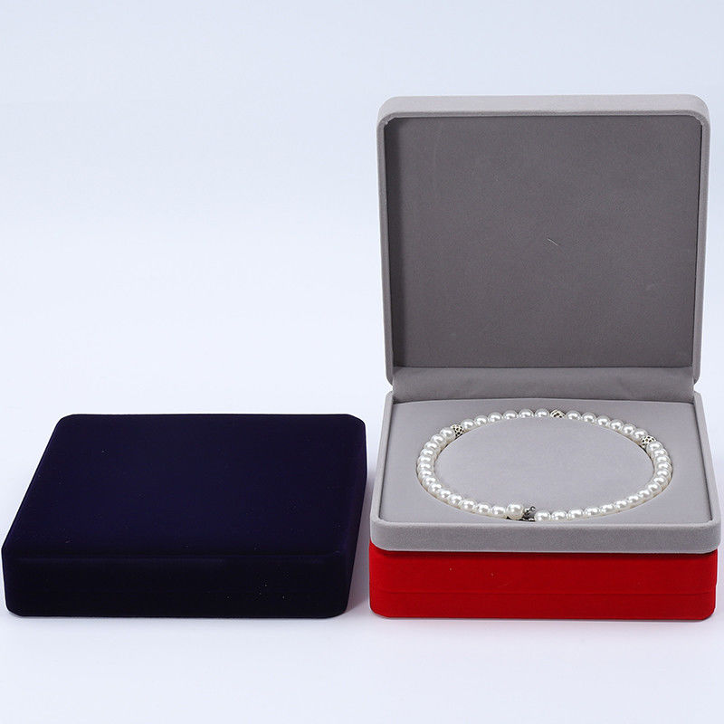 Custom Shape Sleek Soft Velvet Jewelry Box , Pearl Necklace Storage Jewelry Set Box