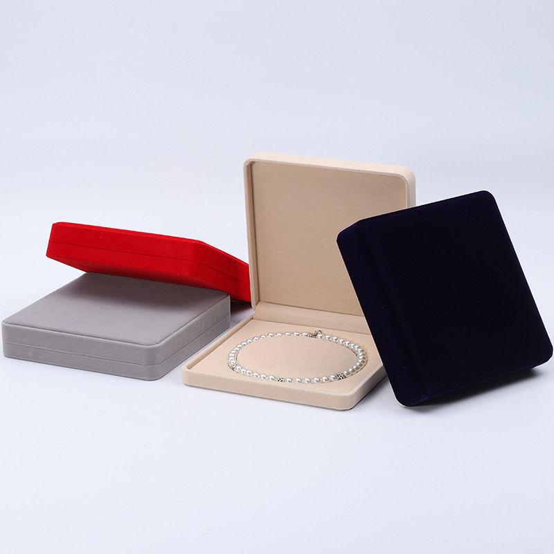 Custom Shape Sleek Soft Velvet Jewelry Box , Pearl Necklace Storage Jewelry Set Box