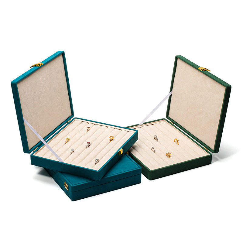 Spacious Space Velvet Jewellery Box Multiple Cells Jewelry Display Box Custom Logo