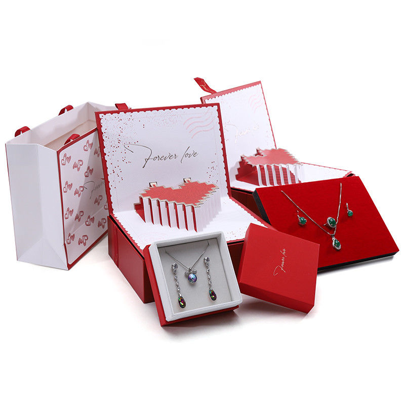 Luxury Storage Cardboard Paper Jewelry Gift Box With Pop Up Greeting Card