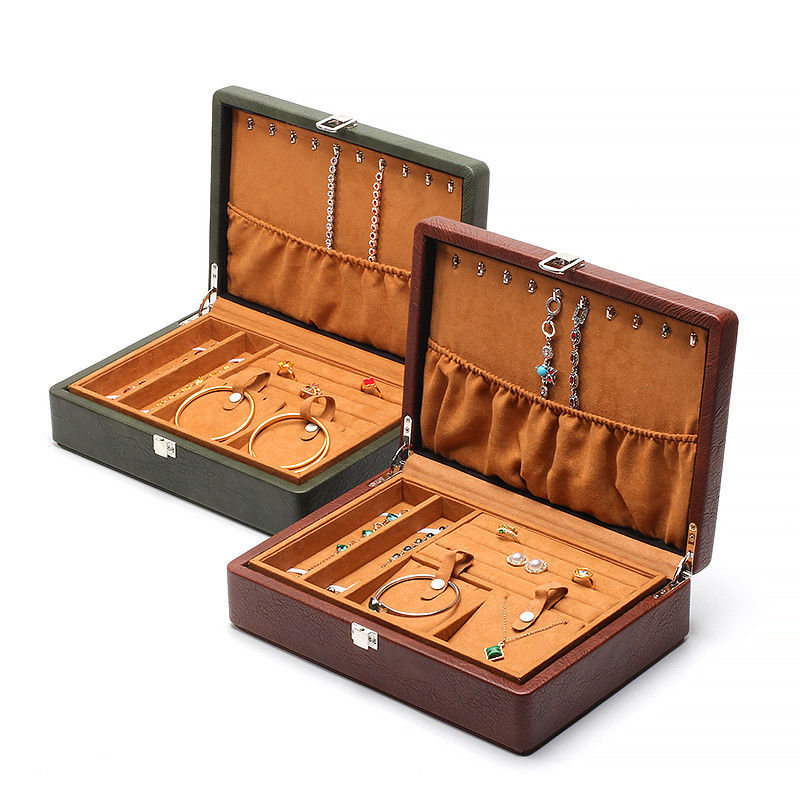 Portable Spacious Space Faux Leather Jewelry Luxury Buckle Organizer for Travel