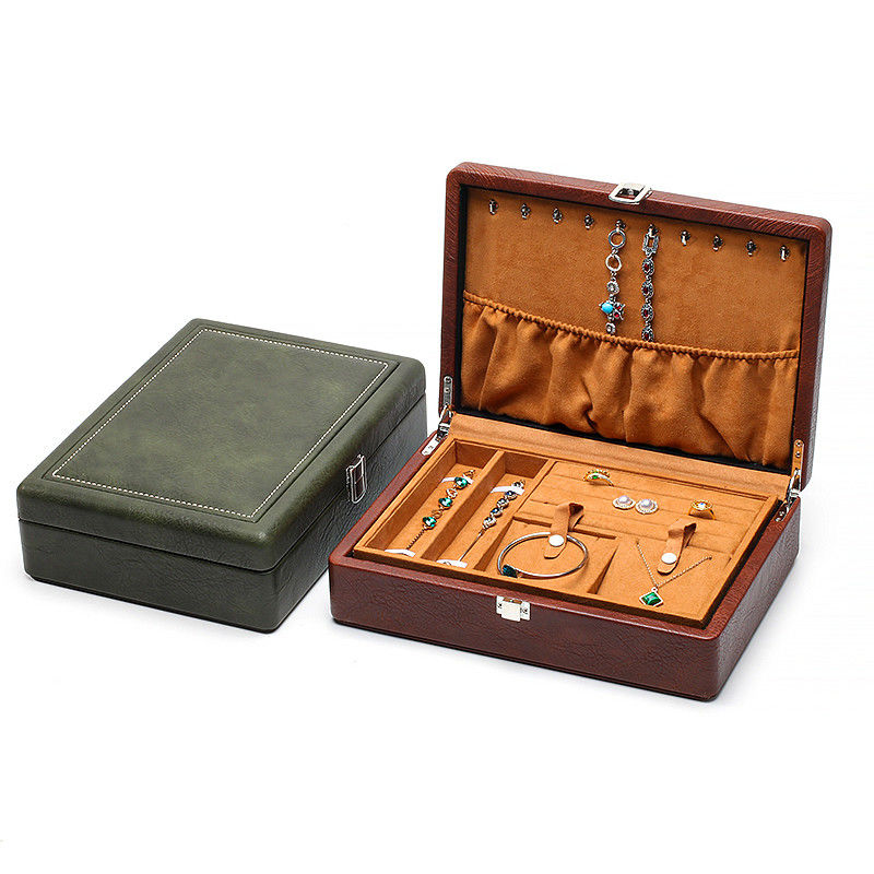 Portable Spacious Space Faux Leather Jewelry Luxury Buckle Organizer for Travel