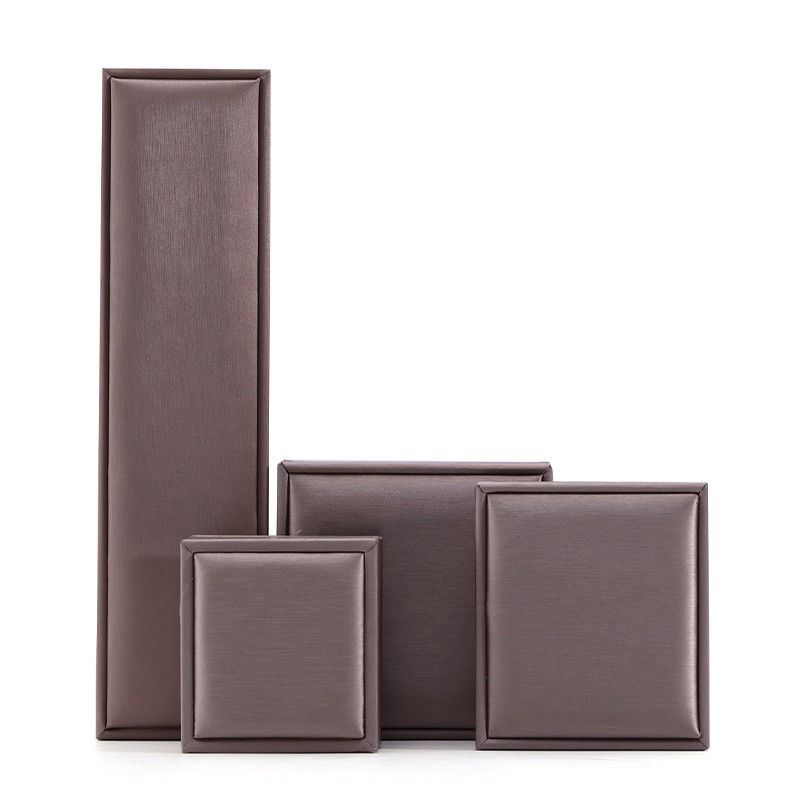 Khaki Brush Finishing Faux Leather Jewelry Luxury Packaging Box Set Velvet Lining