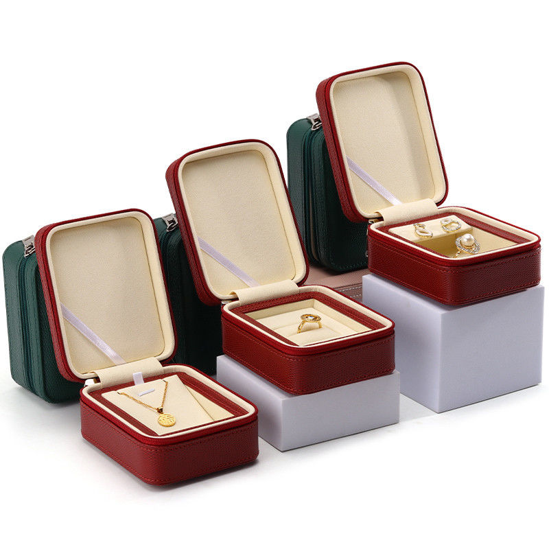 Custom Size Jewelry Box Packaging With Zipper And Internal Thick Border