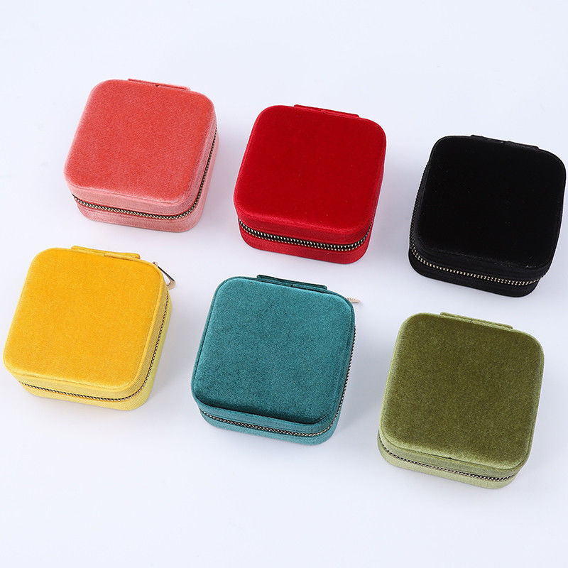 Multi Color General Purpose Velvet Jewelry Organizer Packaging travel With Mirror