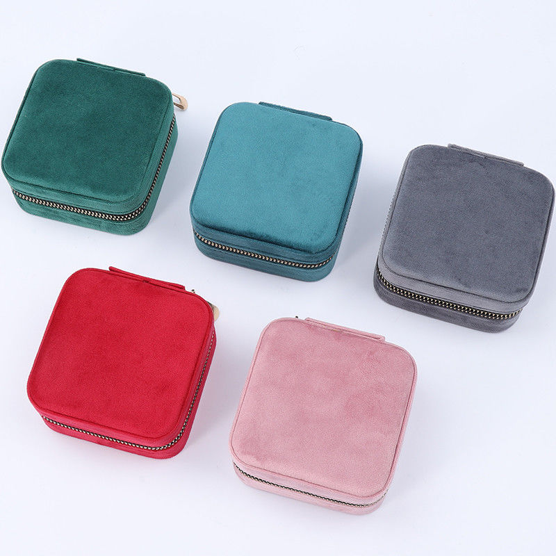 High End Sleek Jewelry Storage Box Soft Velvet Travel Jewelry Organizer With Mirror