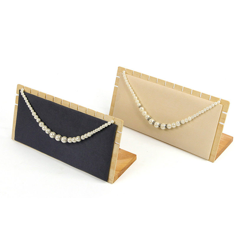 Rectangular Notched Edge Wooden Jewelry Display Rack Stand for Pendant