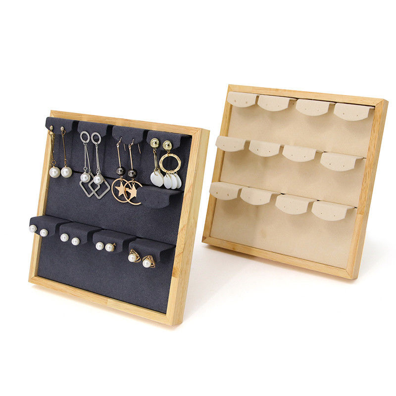 4x3 Practical Multi Cell Wooden Jewelry Display Rack Stand For Earrings Pendant
