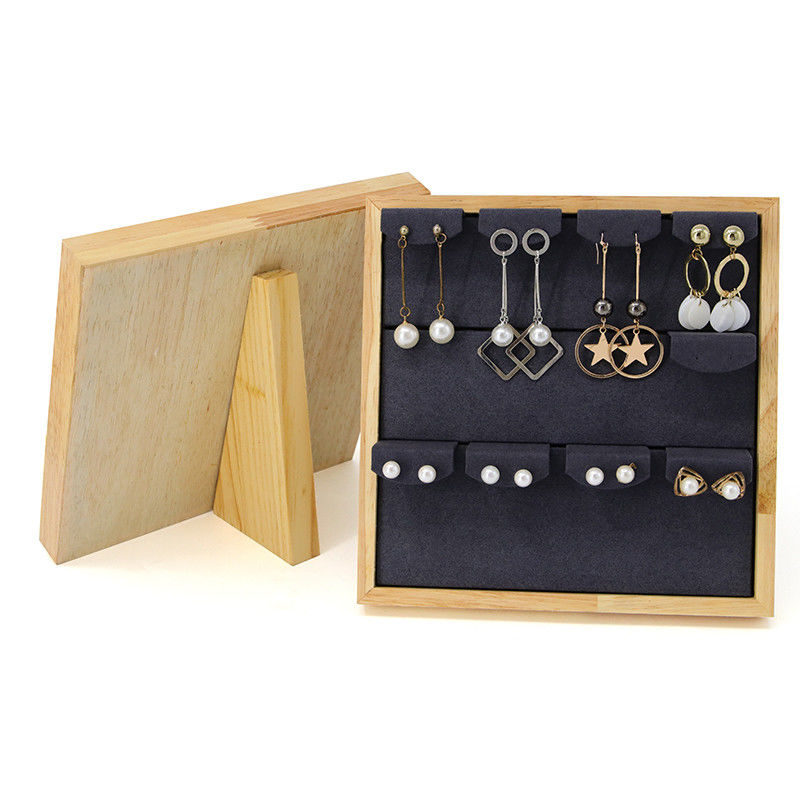 4x3 Practical Multi Cell Wooden Jewelry Display Rack Stand For Earrings Pendant