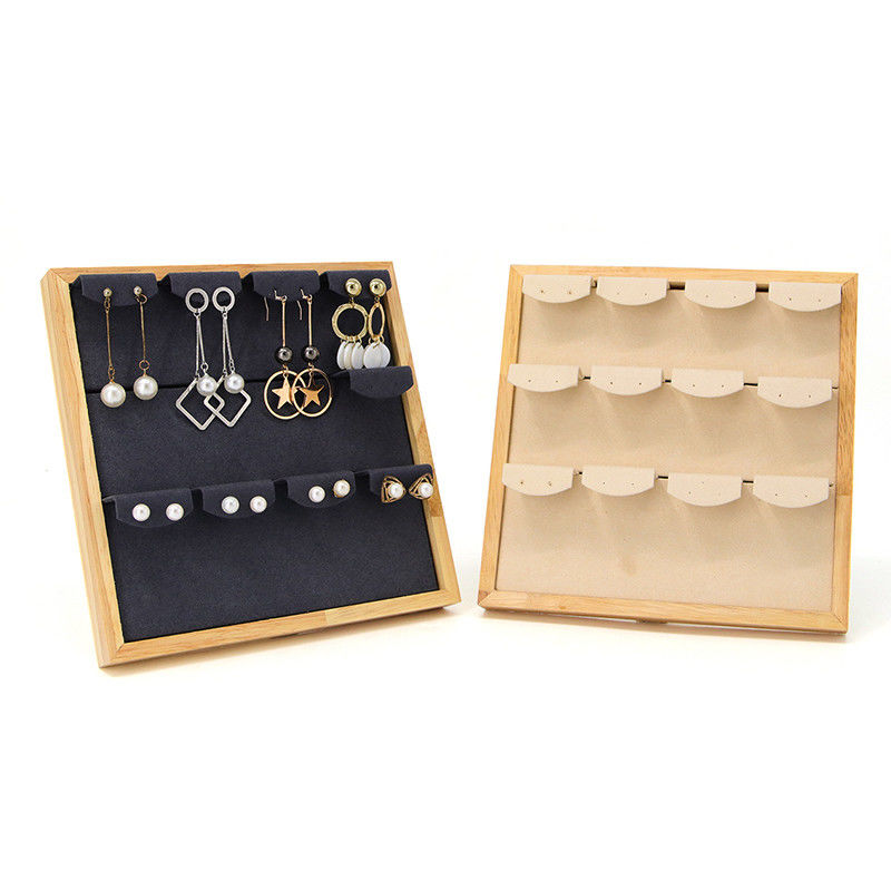 4x3 Practical Multi Cell Wooden Jewelry Display Rack Stand For Earrings Pendant