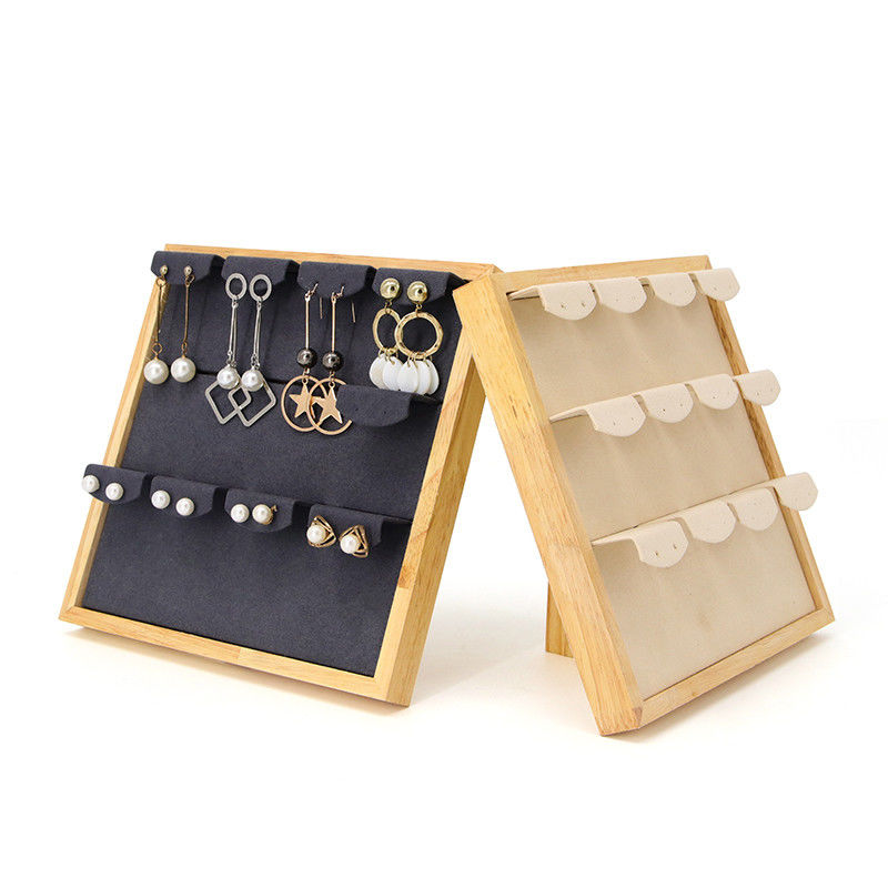 4x3 Practical Multi Cell Wooden Jewelry Display Rack Stand For Earrings Pendant