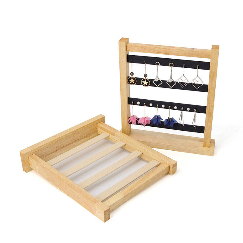Compact Multipurpose Wooden Ear Rings Drop Display Rack Jewelry Exhibition Stand