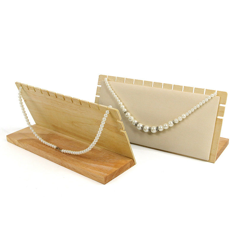 Notched Edge Multipurpose Wooden Jewelry Display Rack Stand for Pendant Earrings