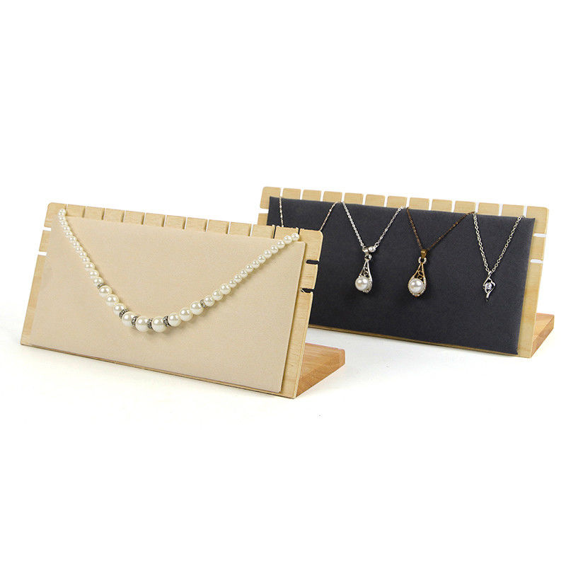 Notched Edge Multipurpose Wooden Jewelry Display Rack Stand for Pendant Earrings