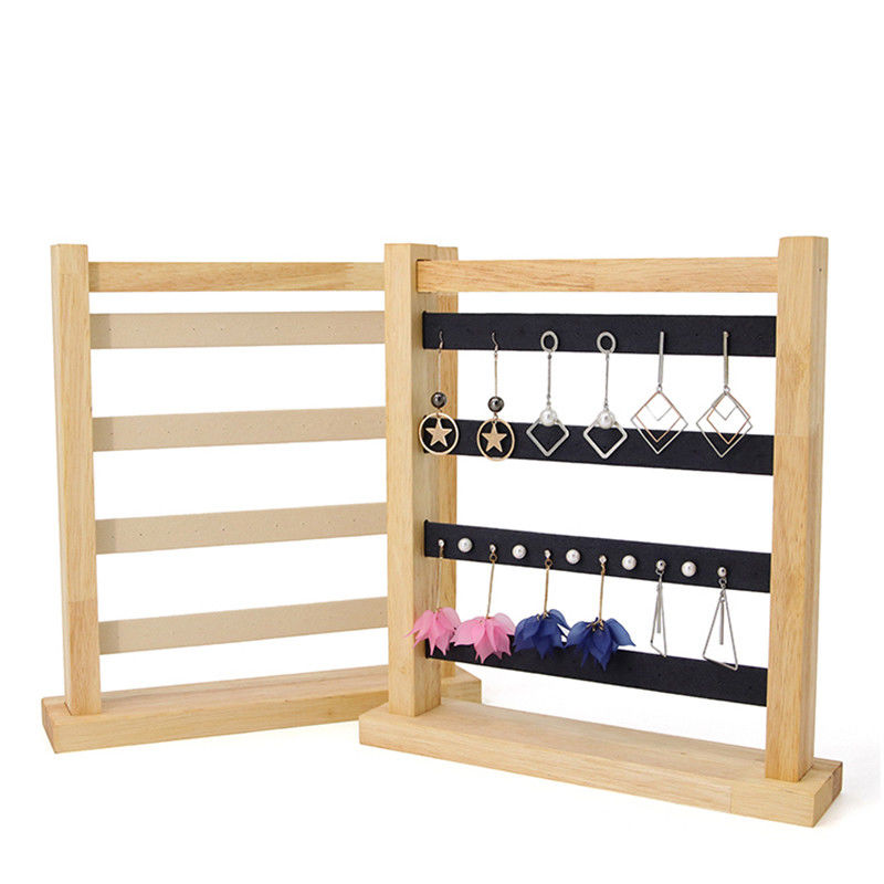 Compact Multipurpose Wooden Ear Rings Drop Display Rack Jewelry Exhibition Stand