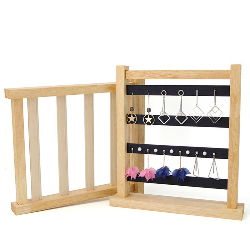 Compact Multipurpose Wooden Ear Rings Drop Display Rack Jewelry Exhibition Stand