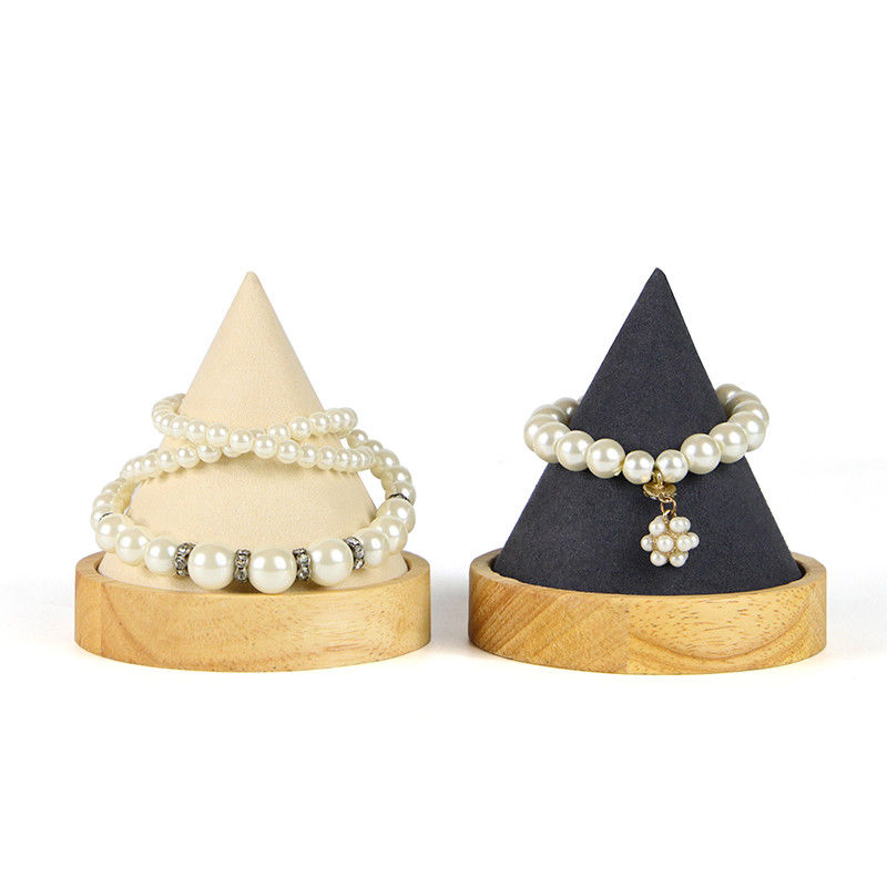 Wooden Cone Shaped Jewelry Display Stand for Bracelet Bangle Watch Exhibition