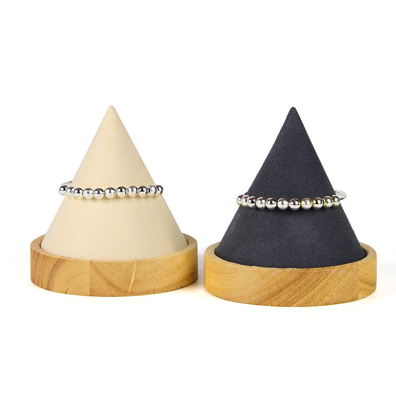 Wooden Cone Shaped Jewelry Display Stand for Bracelet Bangle Watch Exhibition