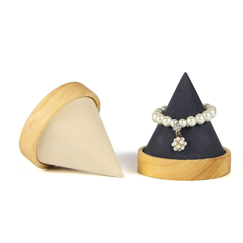 Wooden Cone Shaped Jewelry Display Stand for Bracelet Bangle Watch Exhibition