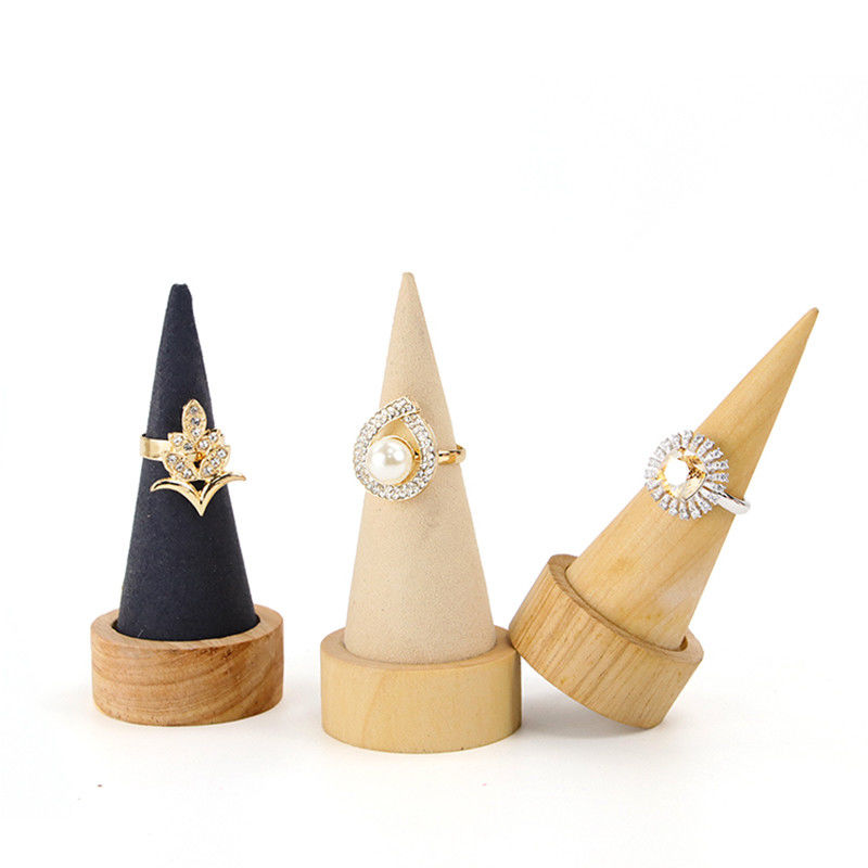 Compact Cone Shaped Wooden Bracelet Display Stand for Bangle Watch Exhibition