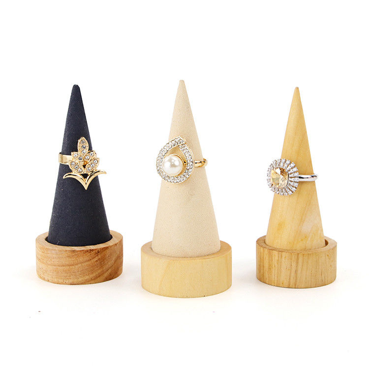 Compact Cone Shaped Wooden Bracelet Display Stand for Bangle Watch Exhibition
