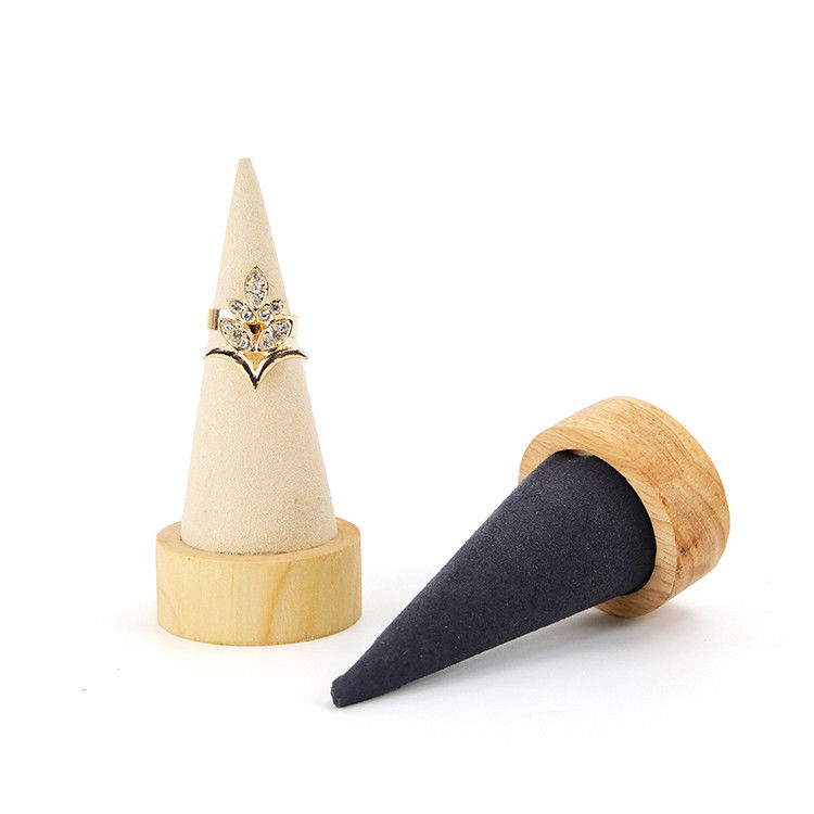 Compact Cone Shaped Wooden Bracelet Display Stand for Bangle Watch Exhibition