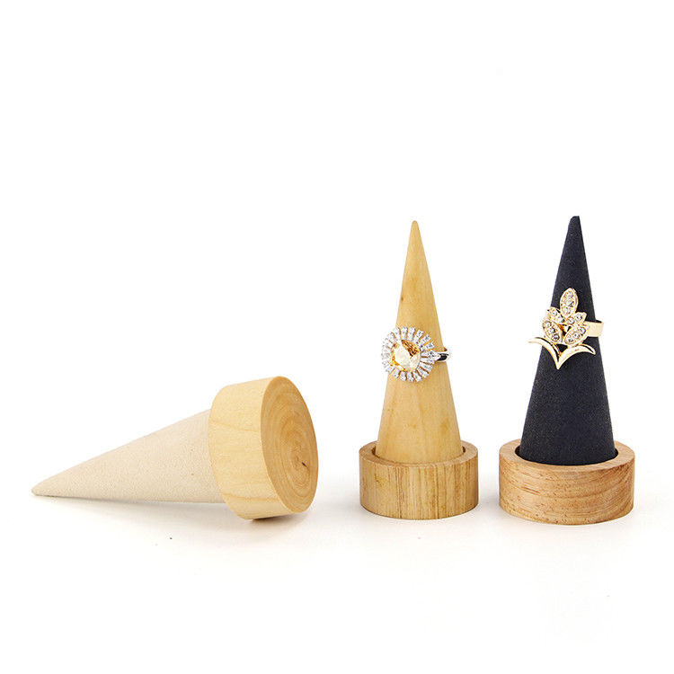 Compact Cone Shaped Wooden Bracelet Display Stand for Bangle Watch Exhibition