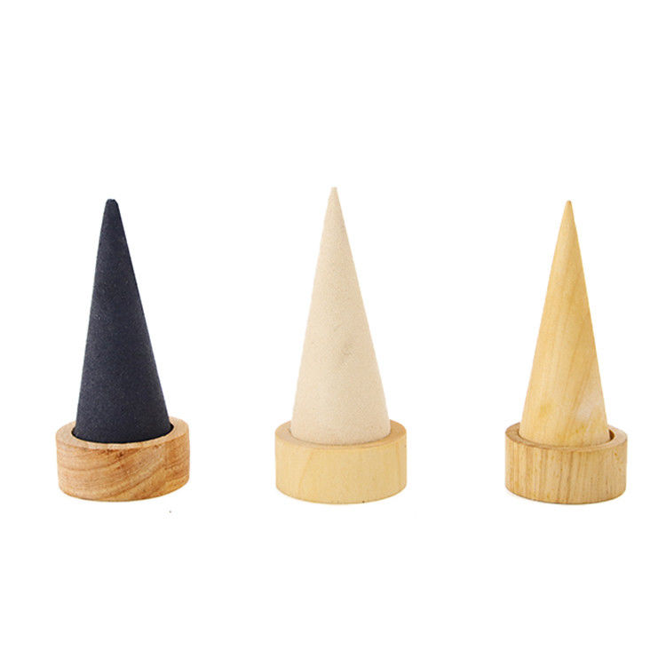 Compact Cone Shaped Wooden Bracelet Display Stand for Bangle Watch Exhibition