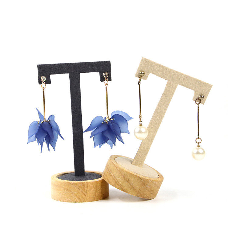 T Shaped Leather Cover Ear Drop Display Stand For Jewelry Luxury Exhibition Show