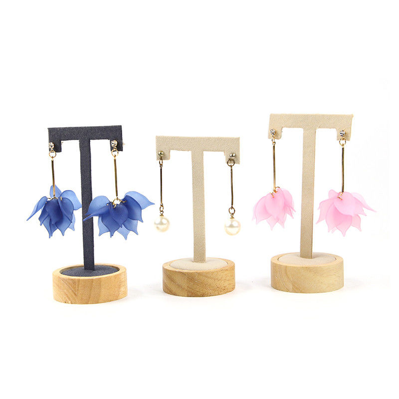 T Shaped Leather Cover Ear Drop Display Stand For Jewelry Luxury Exhibition Show