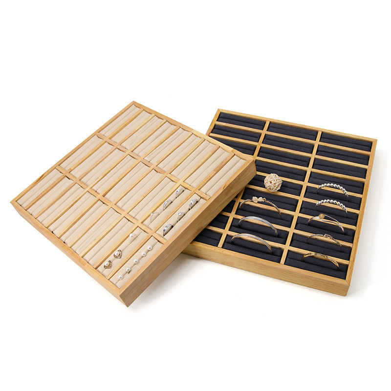 3x9 Compact Solid Wood Jewelry Ring Storage Display Tray Plate For Luxury Show