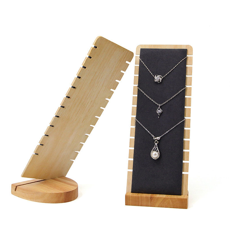 Slotted Edge Portable Wooden Jewelry Display Stand for Necklace Pendant Show