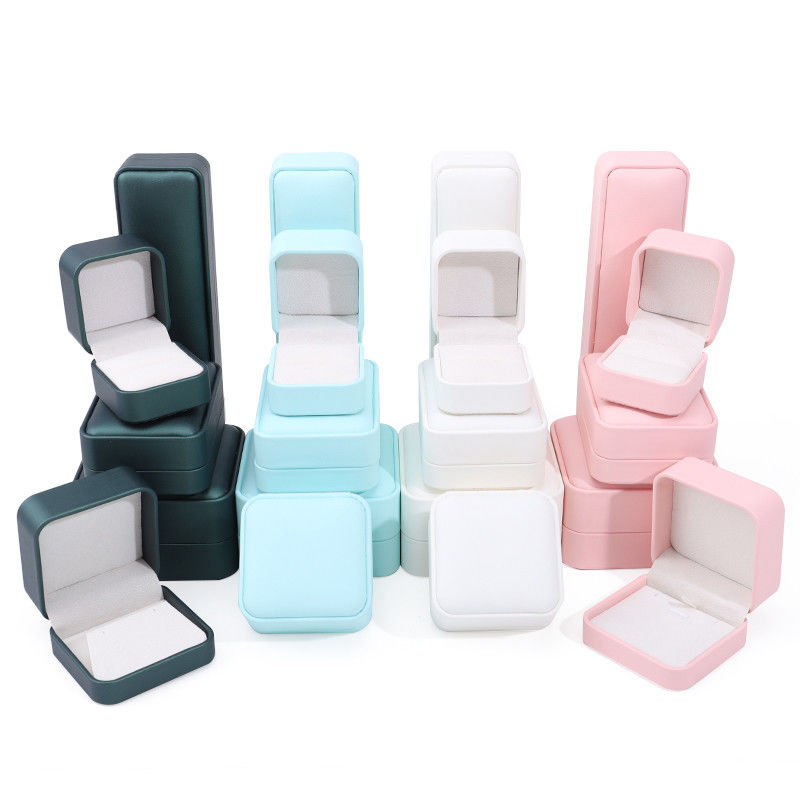 Multi-Color Convex-Roof PU Leather Jewelry Storage Box Package for Ring Pendant