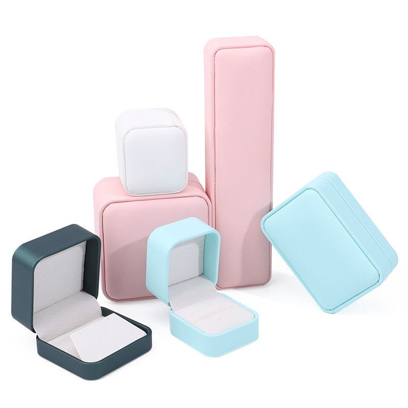 Multi-Color Convex-Roof PU Leather Jewelry Storage Box Package for Ring Pendant