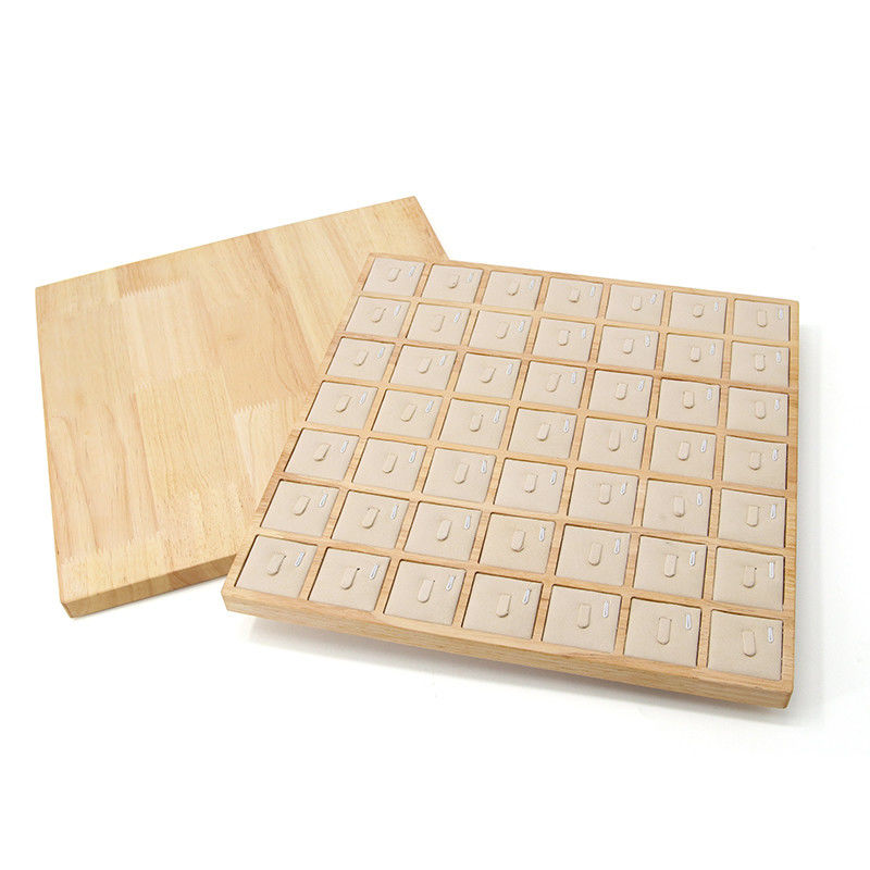 Abundant Capacity 7x7 Wooden Jewelry Display Tray Exhibition Props For Rings