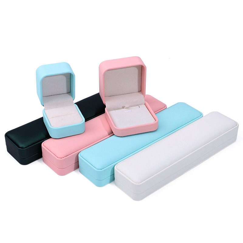 Multi-Color Convex-Roof PU Leather Jewelry Storage Box Package for Ring Pendant