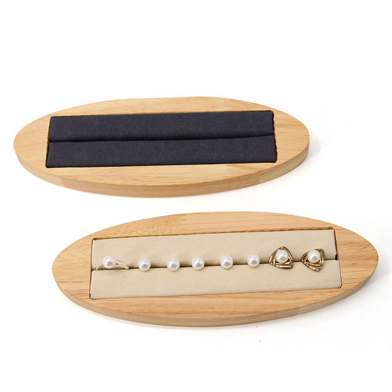 Multipurpose Solid Wood Oval Jewelry Display Plate For Ring Ear Studs Exhibition