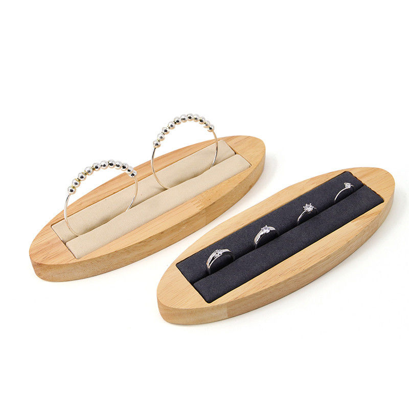 Oval Discreet Wooden Jewelry Display Plate Props For Ear Studs Rings Exhibition